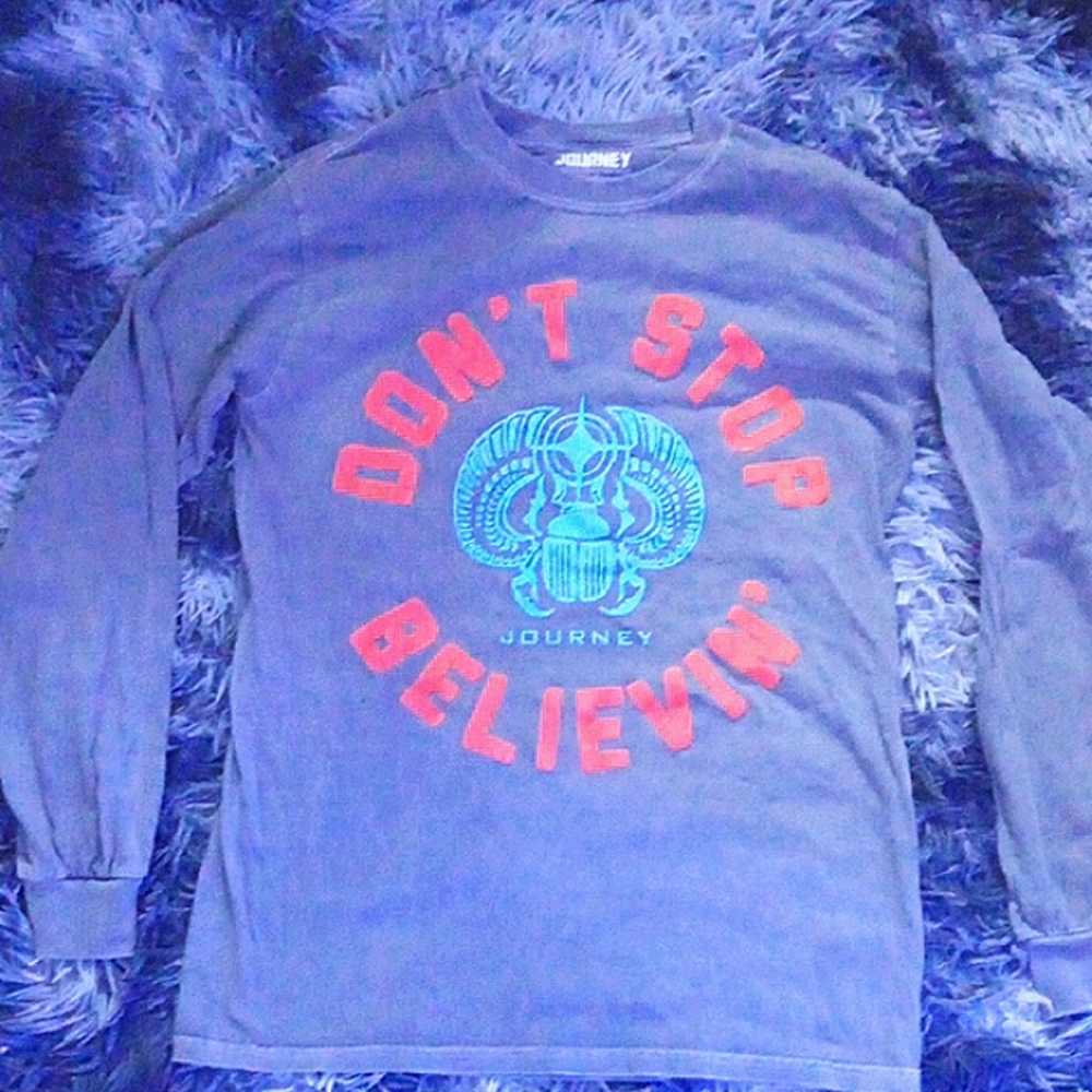 Journey Gray Long Sleeve Shirt with Red and Blue Print